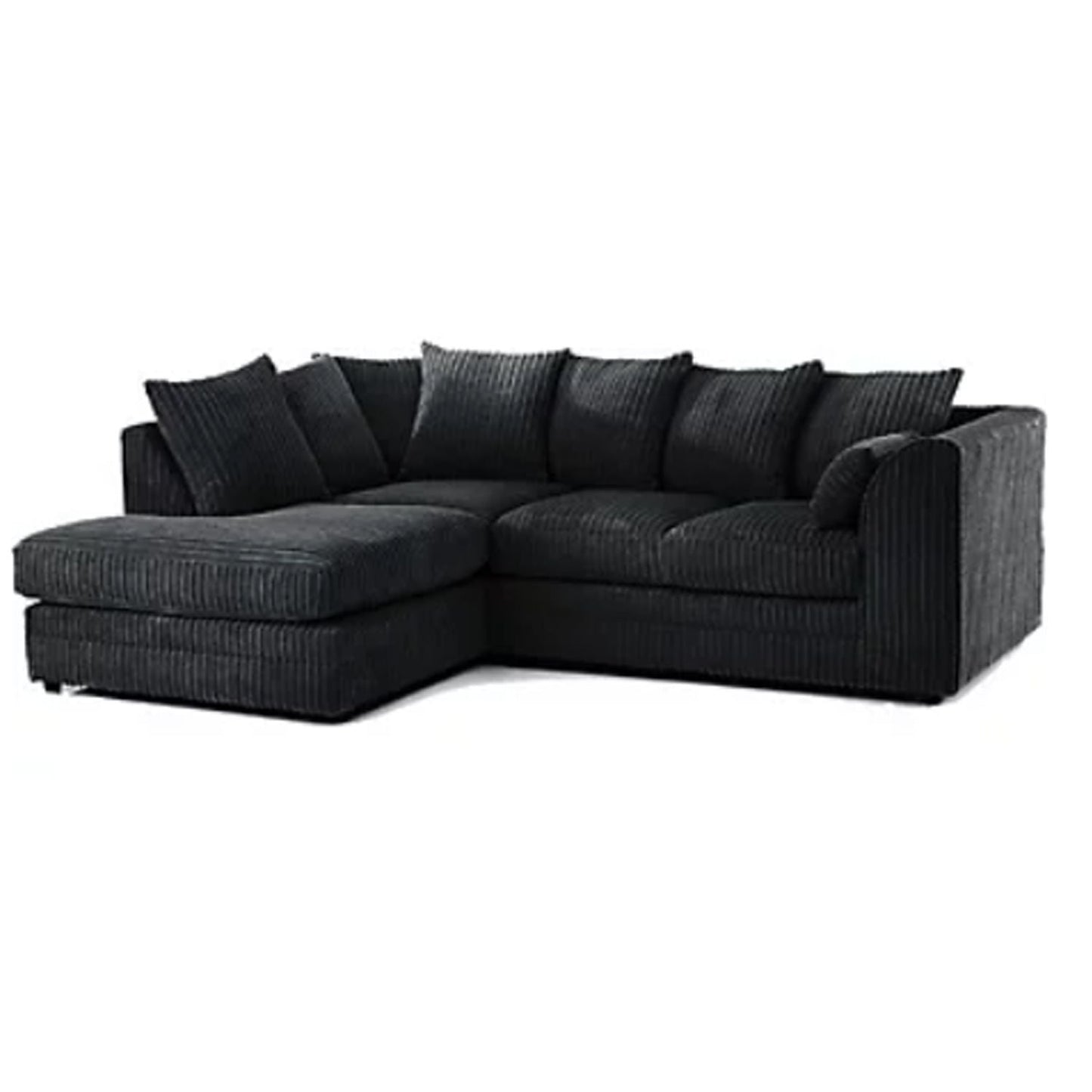 Daniel Jumbo Cord 4 Seater Corner Sofa Black - Left and Right Arm - Available in Other Colours