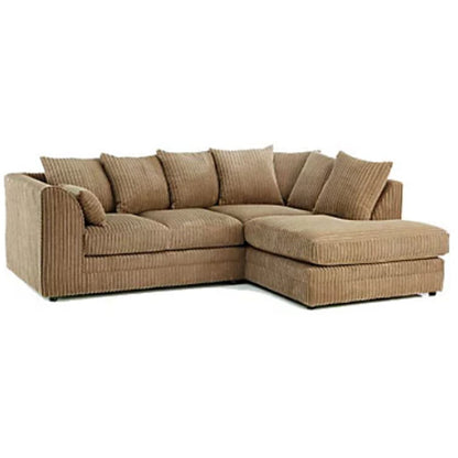 Daniel Jumbo Cord 4 Seater Corner Sofa Grey - Left and Right Arm - Available in Other Colours