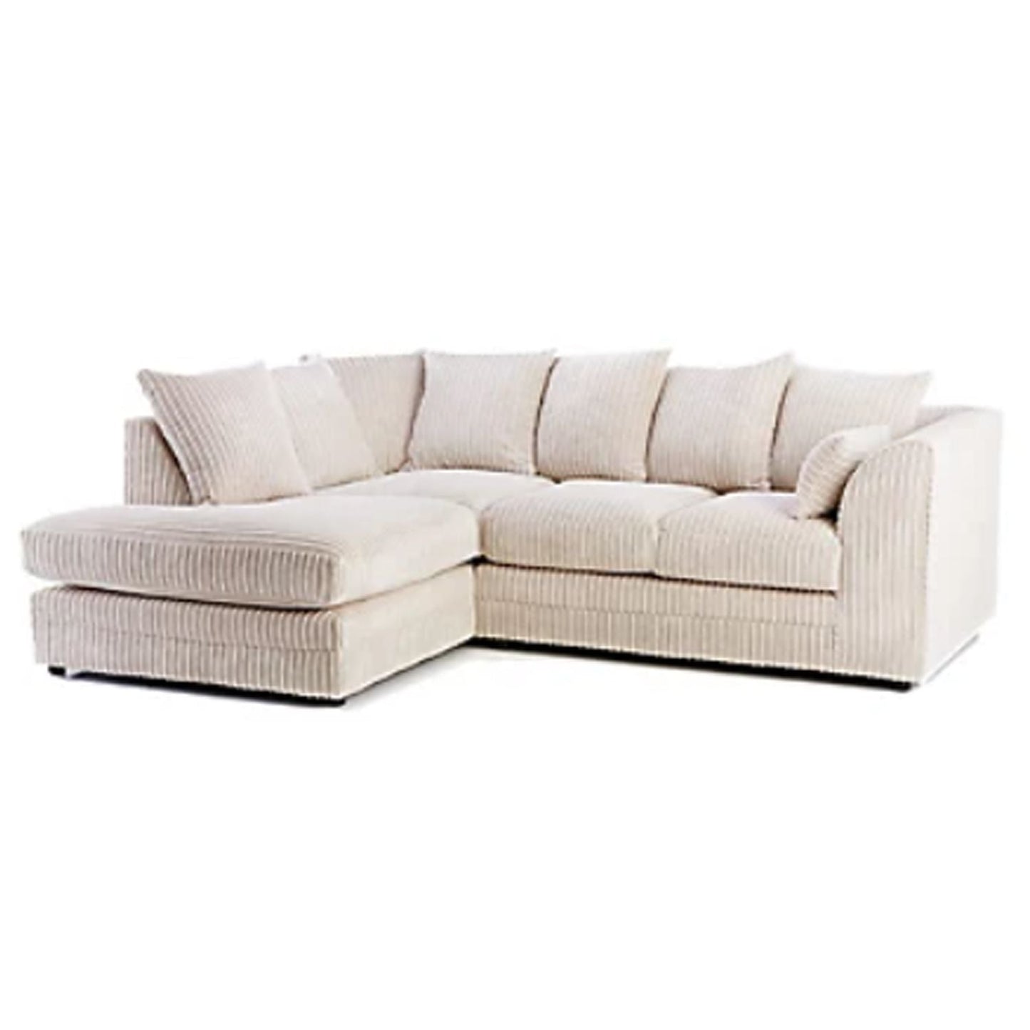 Daniel Jumbo Cord 4 Seater Corner Sofa Black - Left and Right Arm - Available in Other Colours