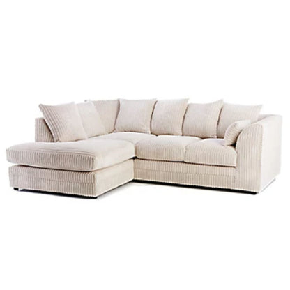 Daniel Jumbo Cord 4 Seater Corner Sofa Black - Left and Right Arm - Available in Other Colours