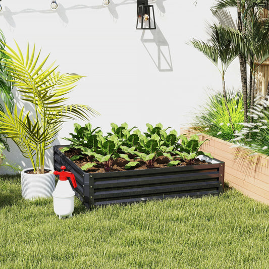 Outsunny 432L Square Raised Garden Bed Box with Weatherized Steel Frame for Vegetables, Flowers and Herbs, 120 x 120 x 30cm, Grey