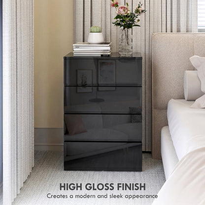 HOMCOM Chest of Drawers, 4-Drawer Storage Cabinets, Modern Dresser, Storage Drawer Unit for Bedroom