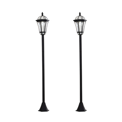 Outsunny 2 szt. 1,3 m Lampa ogrodowa solarna LED zasilana energią słoneczną Latarnia na patio, ścieżka, chodnik, wodoodporna, automatyczny przełącznik, 6 godzin, czarna