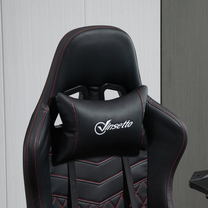 Vinsetto Racing Gaming Chair w/ Arm, PU Leather Gamer Recliner Home Office, Black Red