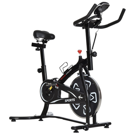 Steel Stationary Bike 8-Level Belt Driven Exercise Bike w/ LCD Monitor Black