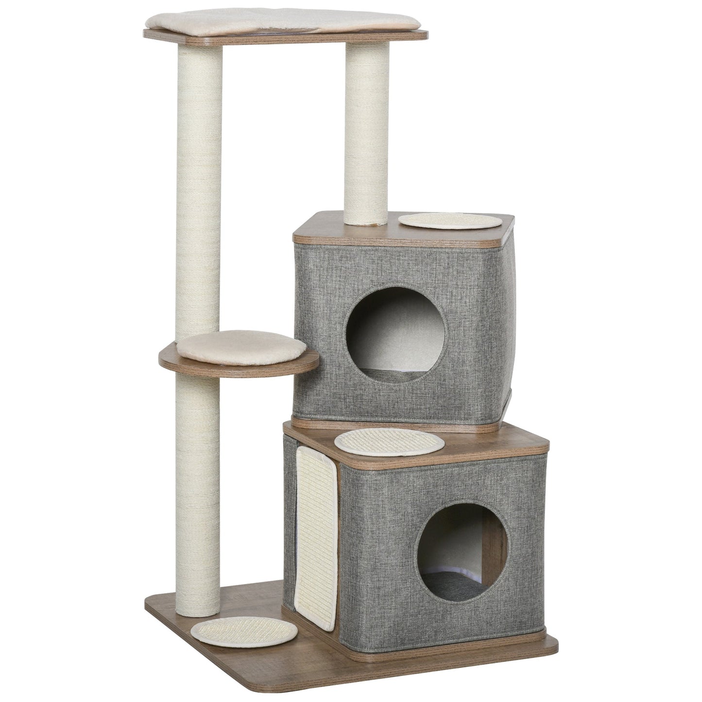 PawHut Multi-Level Cat Tree Tower Activity Center w/ Sisal Carpet Scratching Post