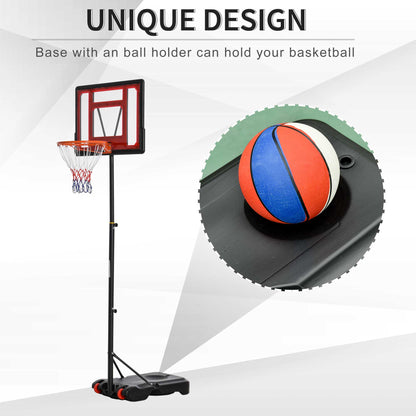 Portable Basketball Hoop Stand 160-210cm Adjustable Height Sturdy Rim Hoop w/ Large Wheels Stable Base & Net Free Standing