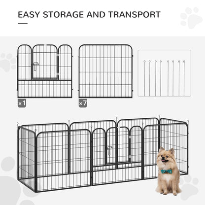 PawHut 4 Sizes Dog Pens Pet Puppy PlayPen Rabbit Puppy Cage Folding Run Fence Garden Metal Hutch