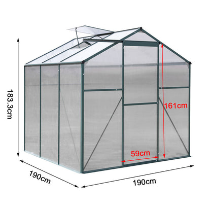 6' x 6' ft Garden Greenhouse Green Framed with Vent