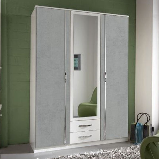 DAYTON 3 Door Wardrobe White and Grey 135cm