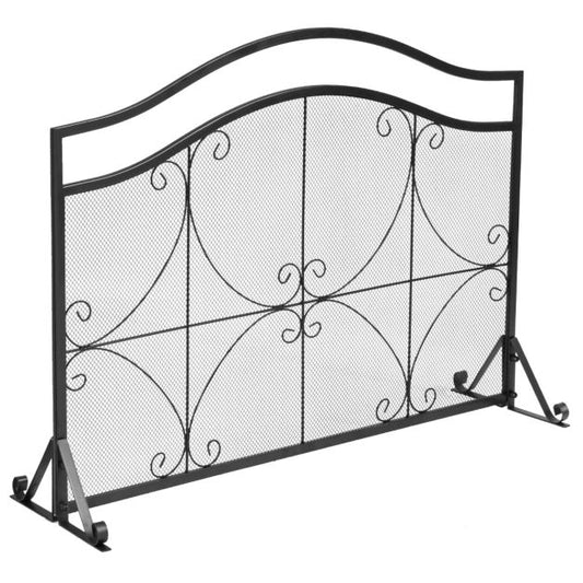 Single Panel Fireplace Screen with Metal Mesh for Baby or Pet Safe