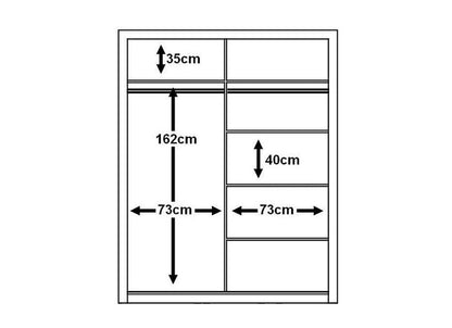 Tourville 2 Door Sliding Wardrobe 150cm - 3 Colours