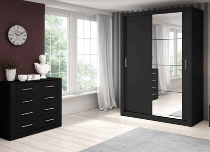 Tourville 2 Door Sliding Wardrobe 150cm - White, Black, Oak,Grey