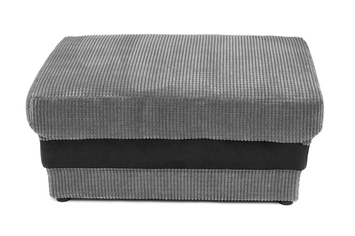 Denzel Jumbo Cord Fabric Corner Sofa - Black and Grey