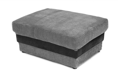 Denzel Jumbo Cord Fabric Corner Sofa - Black and Grey