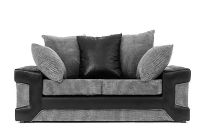 Denzel Jumbo Cord Fabric Corner Sofa - Black and Grey