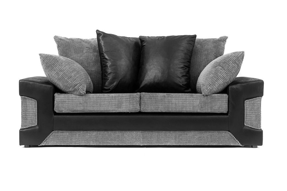 Denzel Jumbo Cord Fabric Corner Sofa - Black and Grey