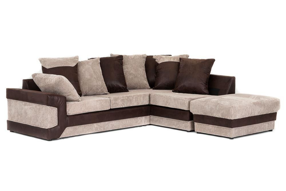 Denzel Jumbo Cord Fabric Corner Sofa - Black and Grey