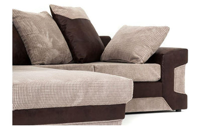 Denzel Jumbo Cord Fabric Corner Sofa - Black and Grey