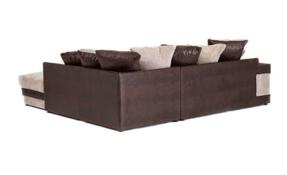 Denzel Jumbo Cord Fabric Corner Sofa - Black and Grey