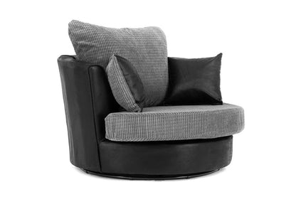 Denzel Jumbo Cord Fabric Corner Sofa - Black and Grey