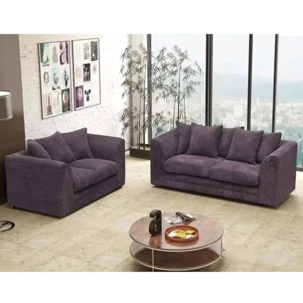 Desmond Jumbo Cord 3 Seater and 2 Seater Sofa Set - Chocolate Brown and Other Colours