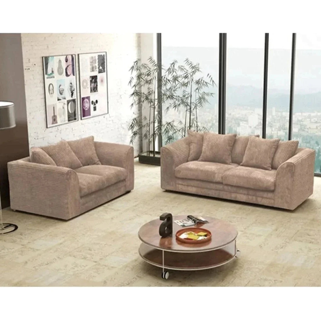 Desmond Jumbo Cord 3 Seater and 2 Seater Sofa Set - Chocolate Brown and Other Colours