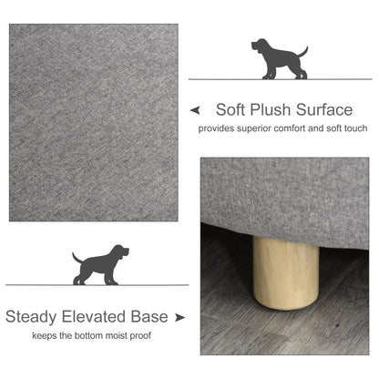 PawHut Pet Sofa Soft Couch Sponge Cushioned Bed Wooden legs, Light Grey