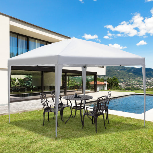 Outsunny 3 x 3M Garden Pop Up Gazebo Regulowana wysokość namiotu imprezowego, baldachim weselny z torbą transportową, biały