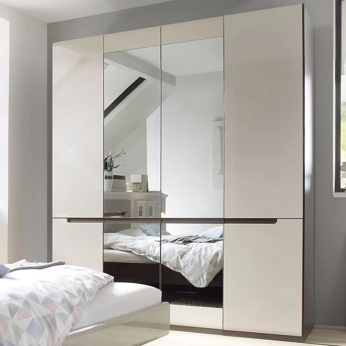 Holden 4-Door Wardrobe 180cm - Dark Sonoma Oak & Cappucino Gloss or White