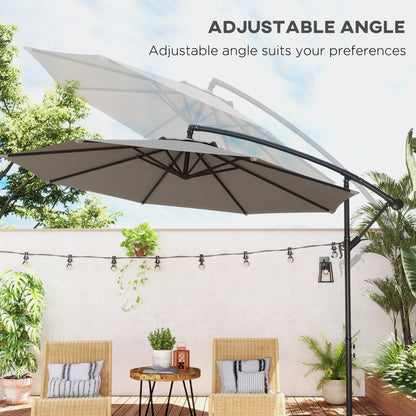Outsunny 3m parasol wysięgnikowy z podstawą poprzeczną - jasnoszary