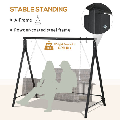 Outsunny Metal Porch Swing Stand, Heavy Duty Swing Frame, Hanging Chair Stand Only, 240kg Weight Capacity for Garden, Patio, Lawn, Playground, Black