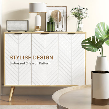 HOMCOM Modern Sideboard and Buffet, Dining Room Cabinet with Adjustable Shelves and 3 Doors, White