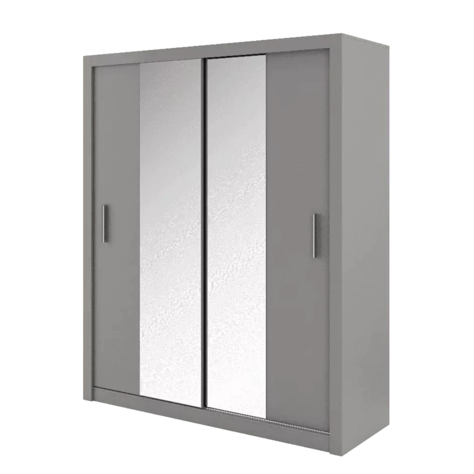 Bravo-03 Sliding Door Mirror Wardrobe 180cm - Grey Matt