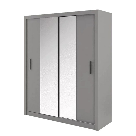 Bravo-03 Sliding Door Mirror Wardrobe 180cm - Grey Matt