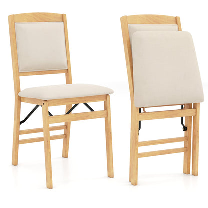 Dining Chair Set of 2 with Padded Seat and Soft Backrest-Beige