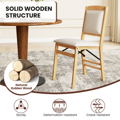 Dining Chair Set of 2 with Padded Seat and Soft Backrest-Beige