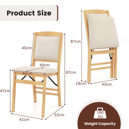 Dining Chair Set of 2 with Padded Seat and Soft Backrest-Beige