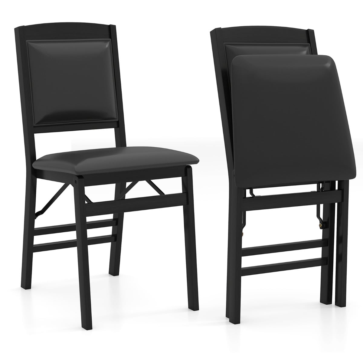 Dining Chair Set of 2 with Padded Seat and Soft Backrest-Black