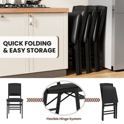 Dining Chair Set of 2 with Padded Seat and Soft Backrest-Black