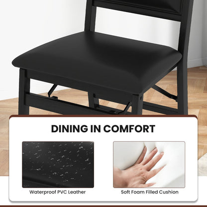Dining Chair Set of 2 with Padded Seat and Soft Backrest-Black