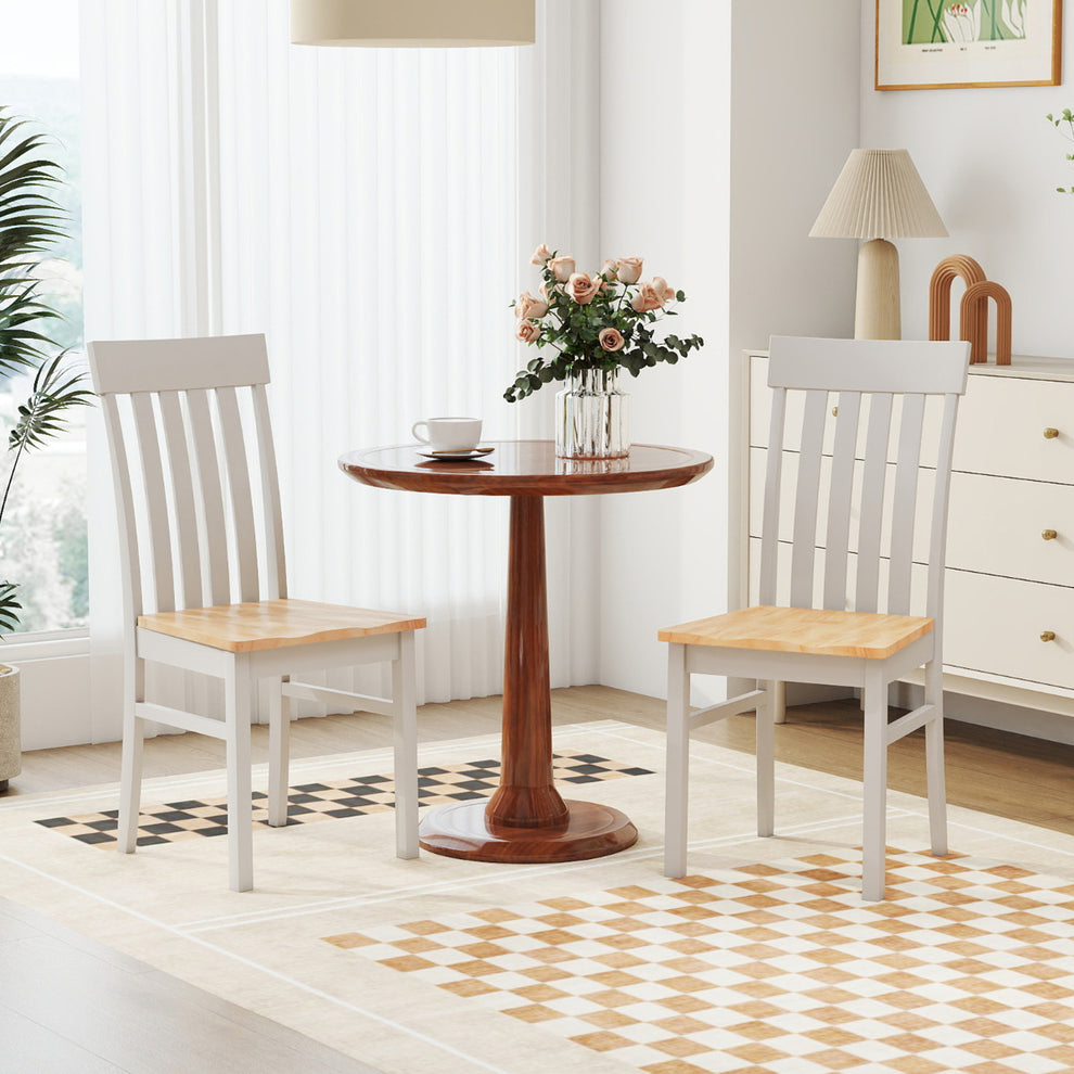 Dining Chairs Set of 2 with Hollowed Backrests and Rubber Wood Seats-A ...