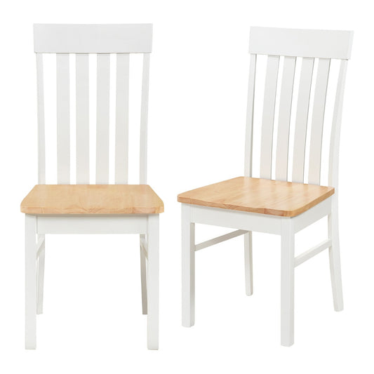 Dining Chairs Set of 2 with Hollowed Backrests and Rubber Wood Seats-Natural