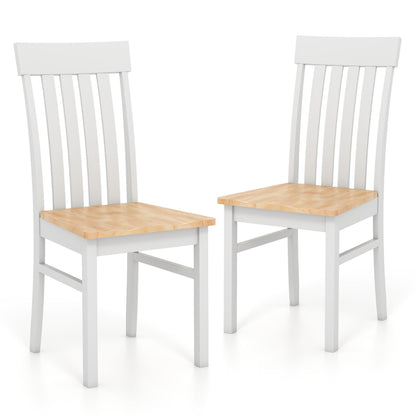 Dining Chairs Set of 2 with Hollowed Backrests and Rubber Wood Seats-All White