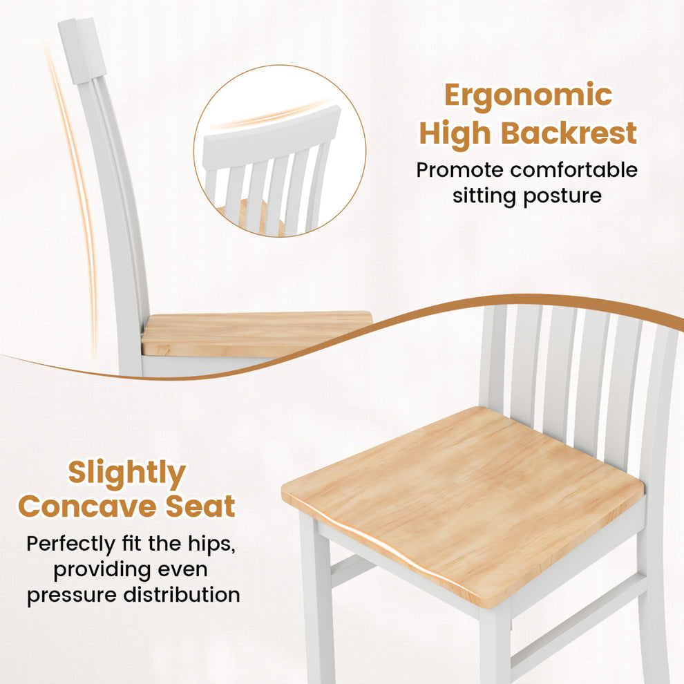 Dining Chairs Set of 2 with Hollowed Backrests and Rubber Wood Seats-A ...