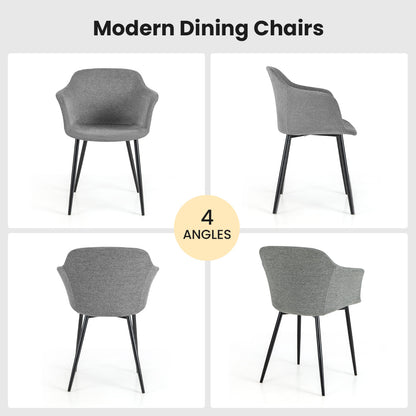 Dining Chairs Set of 4 with Ergonomic Backrest Design and Wide Armrest-Grey