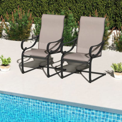 Set of 2 patio chairs with high backrest &amp; mesh seat rocking chairs