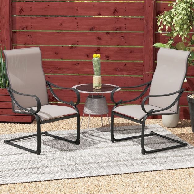 Set of 2 patio chairs with high backrest &amp; mesh seat rocking chairs