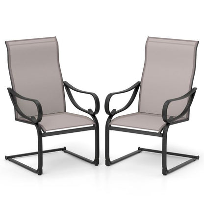 Set of 2 patio chairs with high backrest &amp; mesh seat rocking chairs