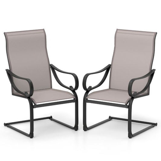Set of 2 patio chairs with high backrest &amp; mesh seat rocking chairs